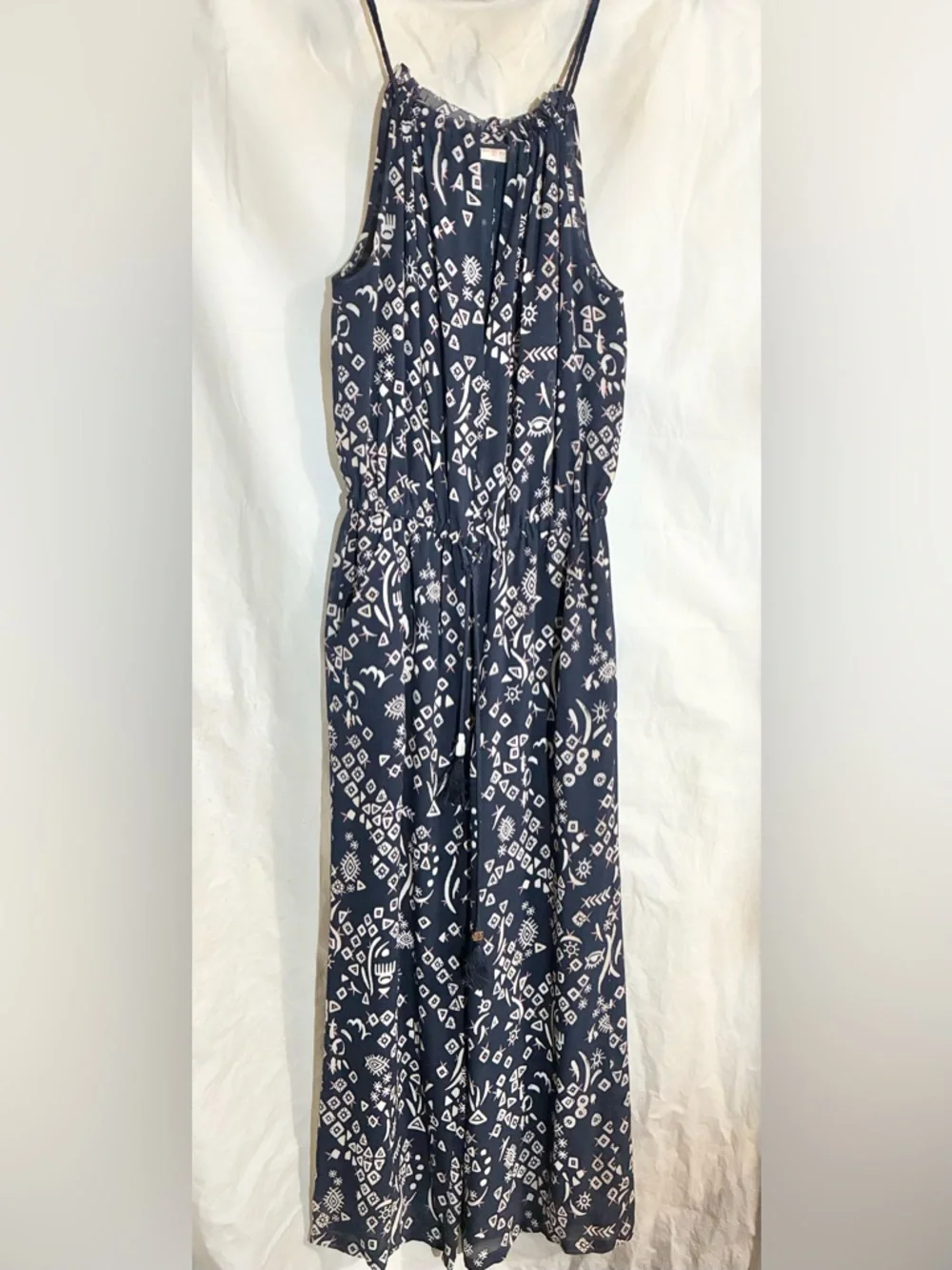 Tory Burch Ethnic Jumpsuit Sz XS Pockets Adjust Straps 1Pc whymsy Fairycore
